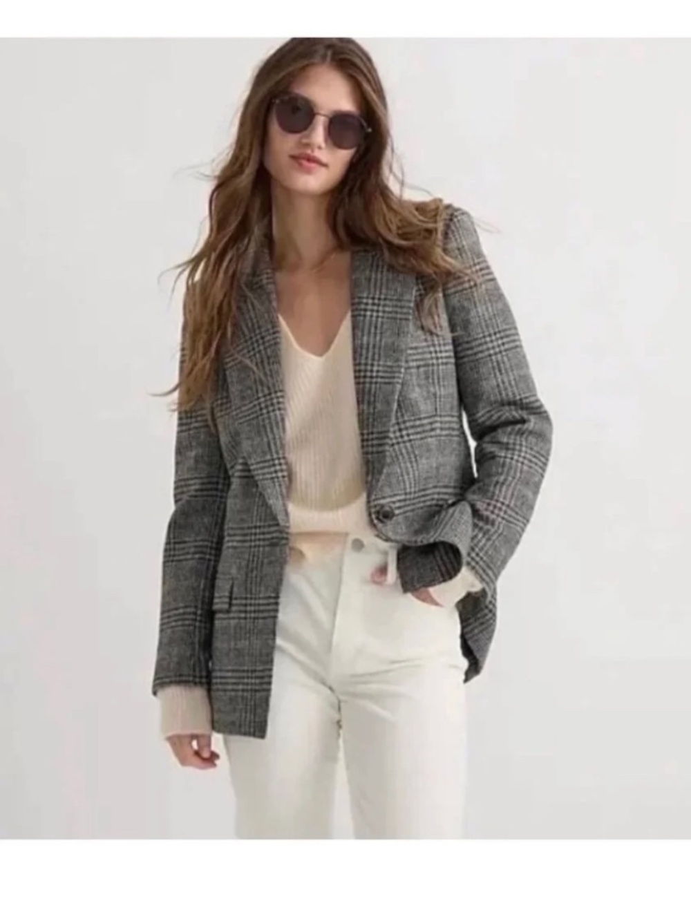 J.Crew Willa Wool Grey/Black Houndstooth Blazer sz 2 retailed $348